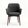 Fauteuil en tissu gris avec accoudoirs et pieds en bois 60 x 60 x 80cm