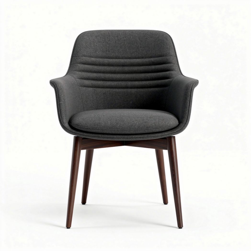 Fauteuil en tissu gris avec accoudoirs et pieds en bois 60 x 60 x 80cm