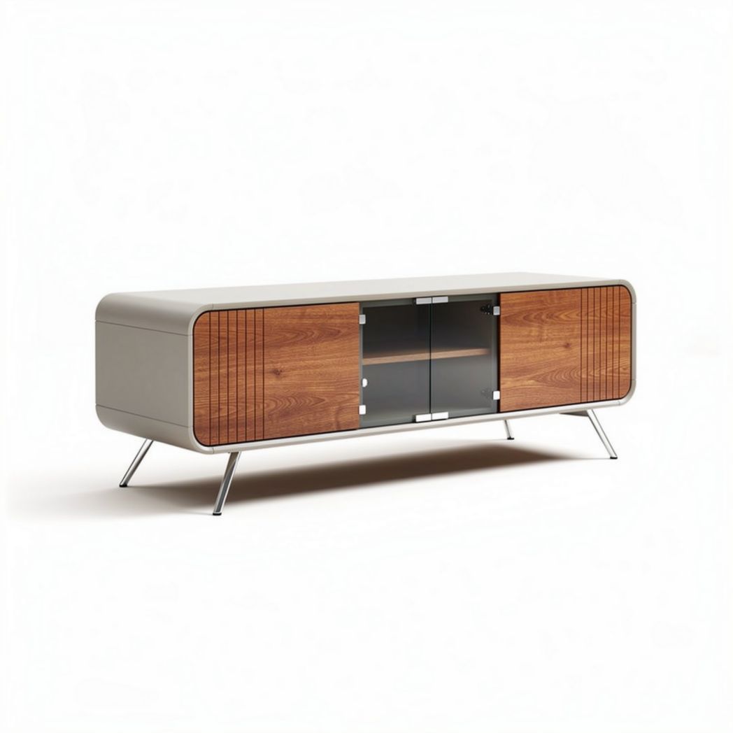 meuble de télévision en bois et métal 150 x 40 x 50 cm design moderne