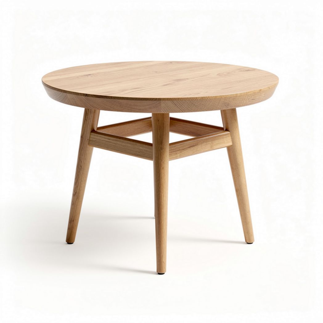 Table ronde en bois de chêne naturel 80 x 80 x 45cm pour salon