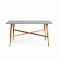 Table à manger rectangulaire en bois avec plateau gris 150 x 75 x 75cm
