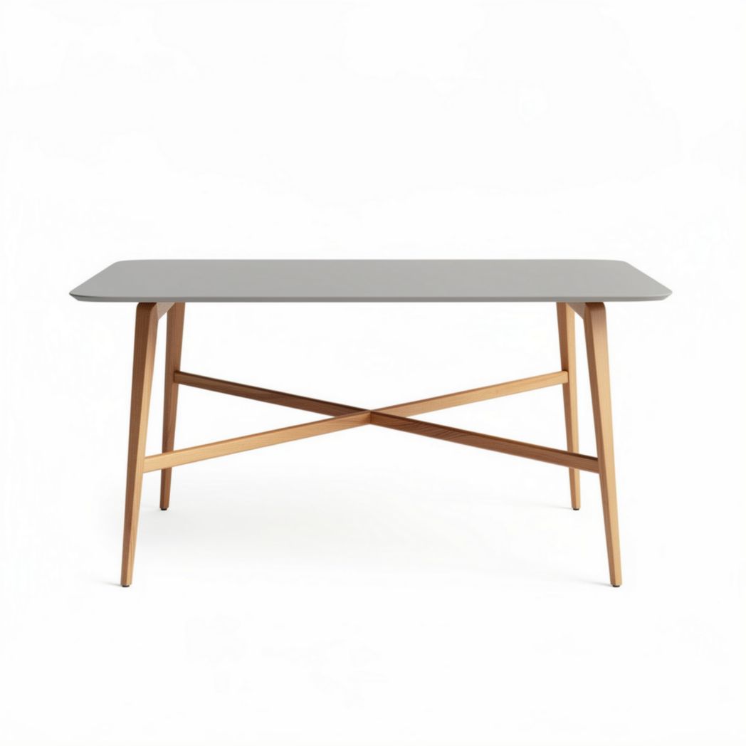 Table à manger rectangulaire en bois avec plateau gris 150 x 75 x 75cm