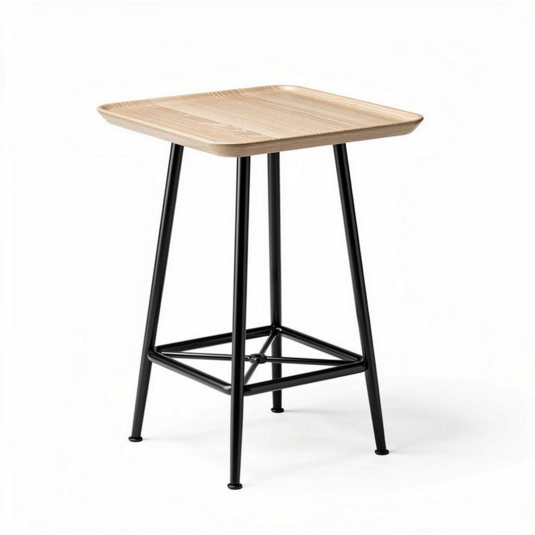 Table d'appoint en bois avec plateau carré et pieds en métal noir 40 x 40 x 75cm