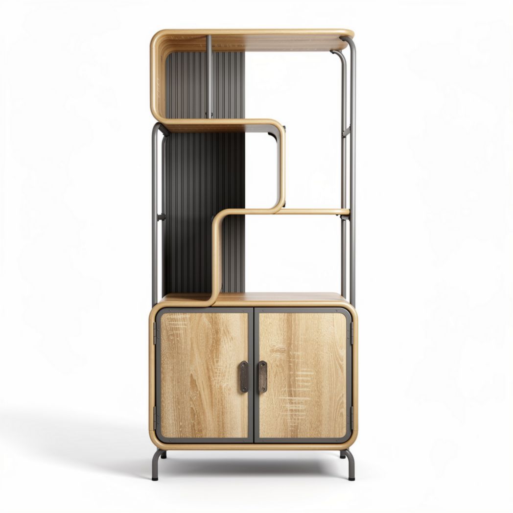 Étagère en bois et métal design moderne dimensions 120 x 60 x 180 cm