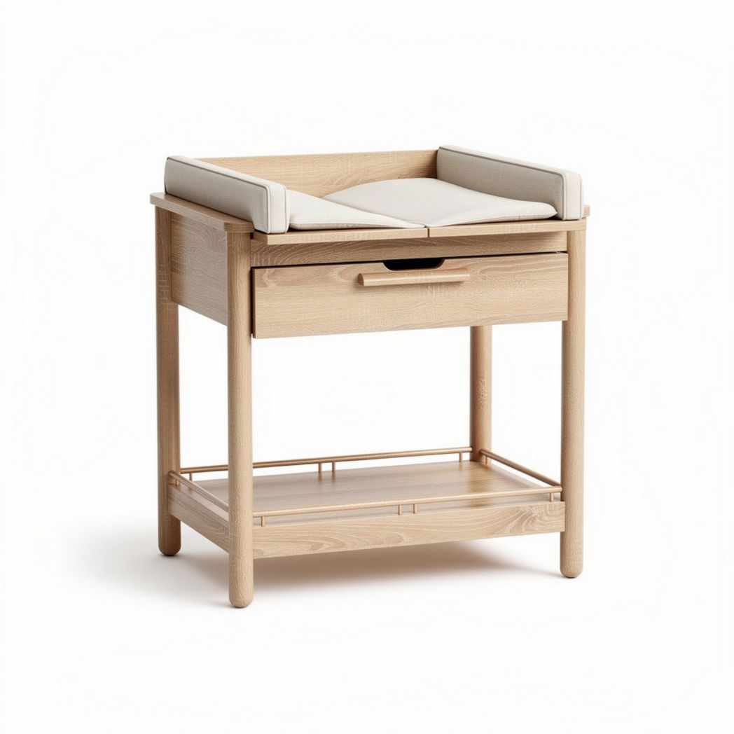 Table à langer en bois de hêtre avec matelas amovible 70 x 50 x 90cm