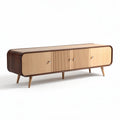 Meuble de rangement en bois naturel 150 x 40 x 45cm avec portes battantes