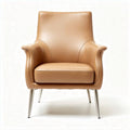 Fauteuil en cuir marron avec pieds en métal dimensions 75 x 80 x 90cm
