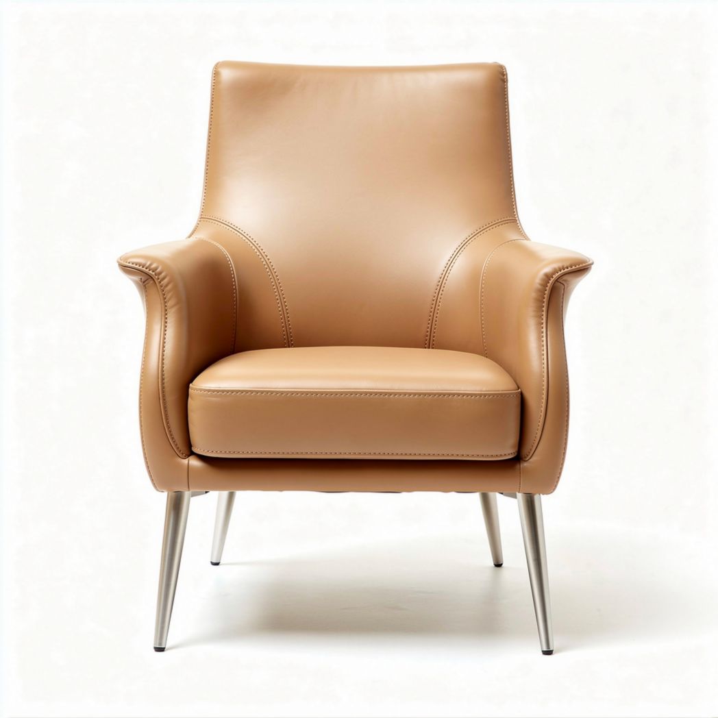Fauteuil en cuir marron avec pieds en métal dimensions 75 x 80 x 90cm