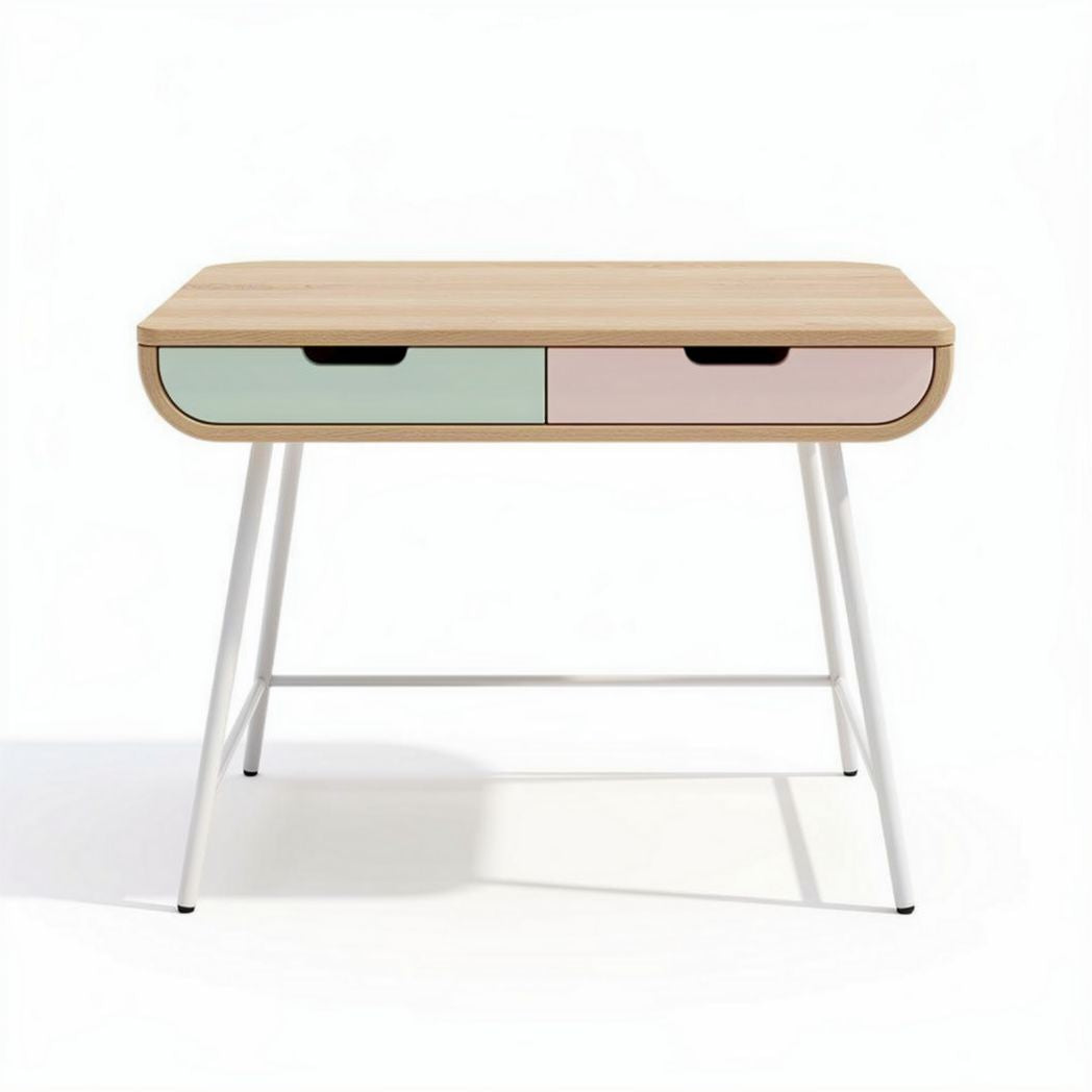 Bureau en bois avec tiroirs multicolores dimensions 120 x 60 x 75cm