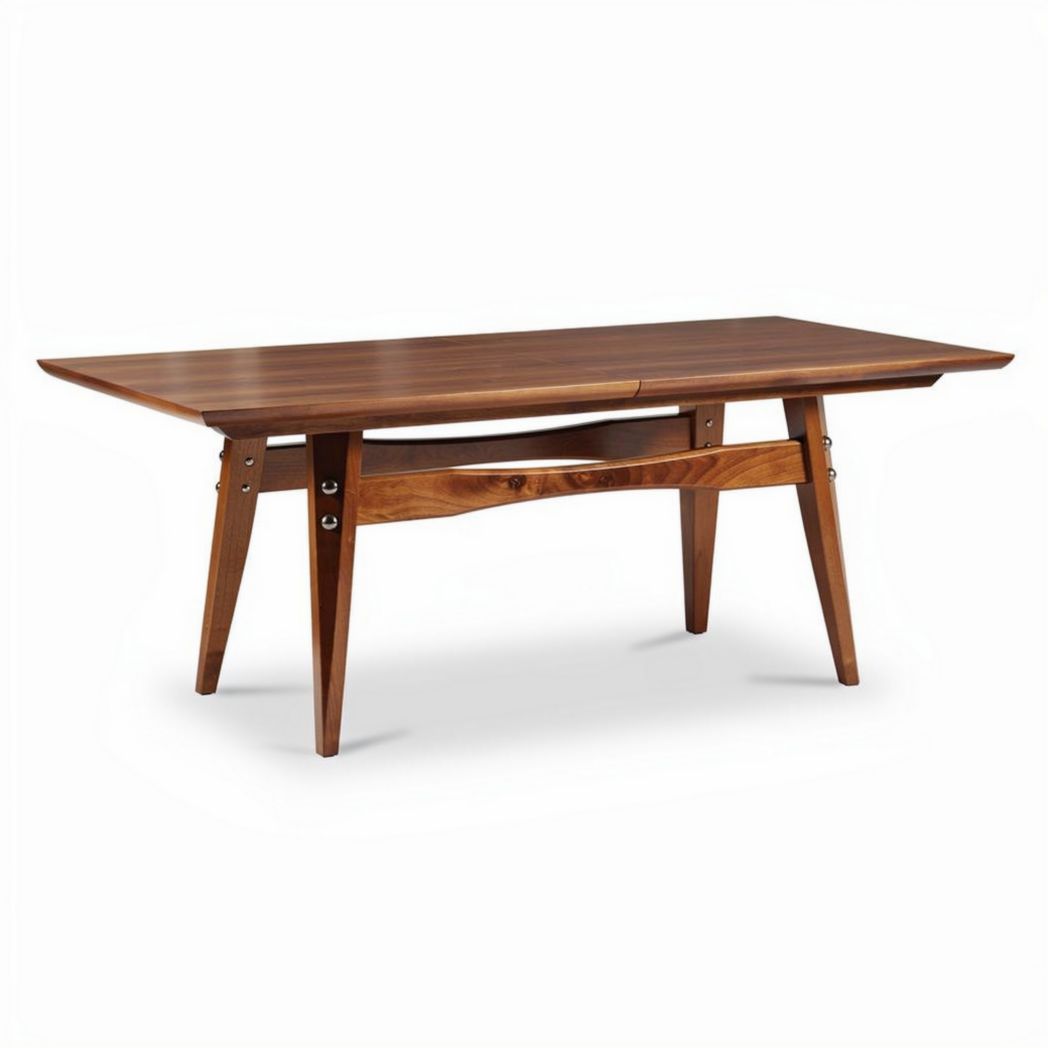 Table en bois de noyer 150 x 75 x 75 cm avec tiroir intégrée et design moderne